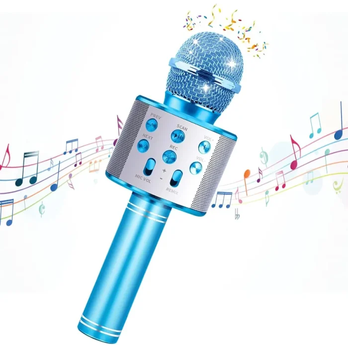 High sound quality with 3D stereo sound Variety of magic sounds to change different voices Recording function to record songs and share with friends and family Three way connection: Bluetooth, audio jack, and Micro SD card Portable and wireless design