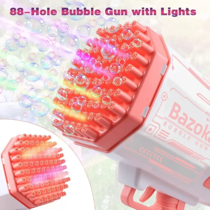 Bazooka Bubble Gun for Kids – 69 Holes Bubble Blaster with LED Lights | SDMAX - Image 4