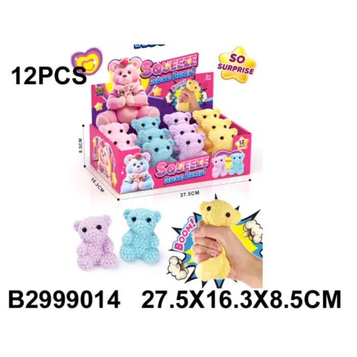 Squeezeable Rose Bear Toy,