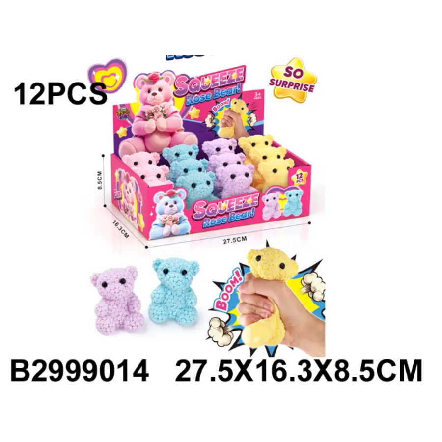 Squeezeable Rose Bear Toy,