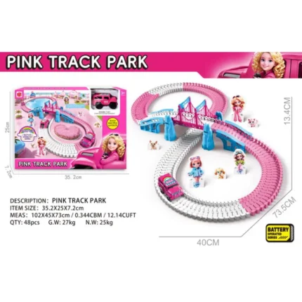 Pink Track & Park Toy Set – 200PCS Battery Operated Playset
