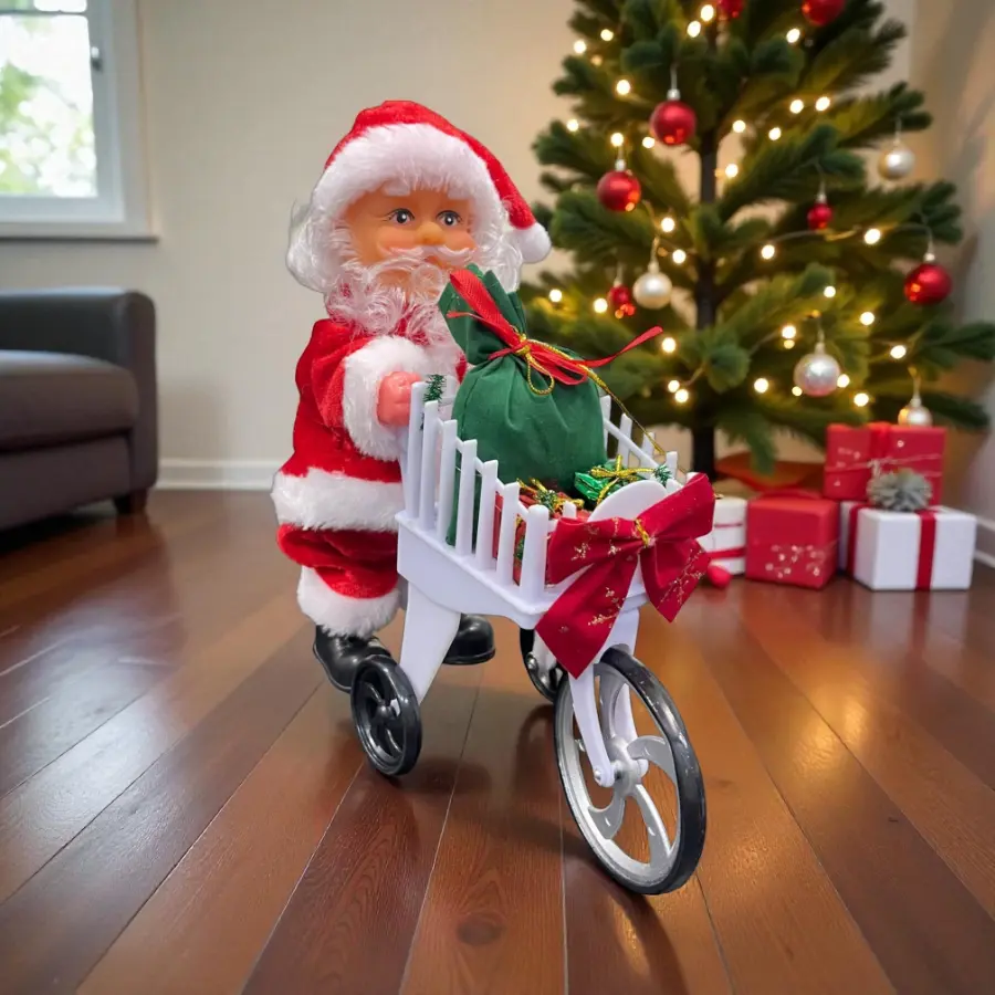 Santa Claus Pushing Gifts Cart Santa Claus Pushing Gifts Cart