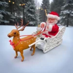 Musical Santa Claus sleigh and reindeer toy decoration with light - Image 2