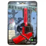 Red and black cowboy-style 8 shot ring cap toy revolver in retail blister packaging by SDMAX Toys Wholesaler UK