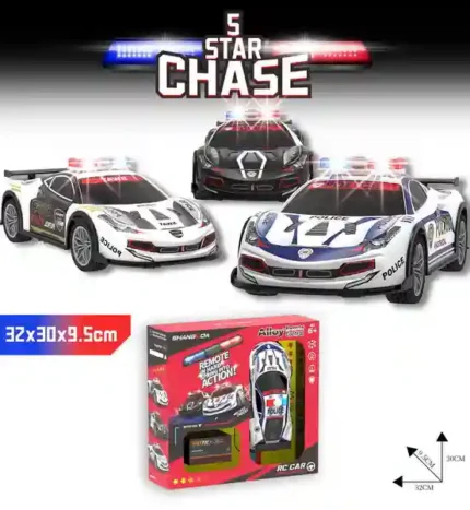 5 Star Chase Remote Control Police Car – Alloy Body RC Car with Lights | SDMAX TOYS WHOLESALER