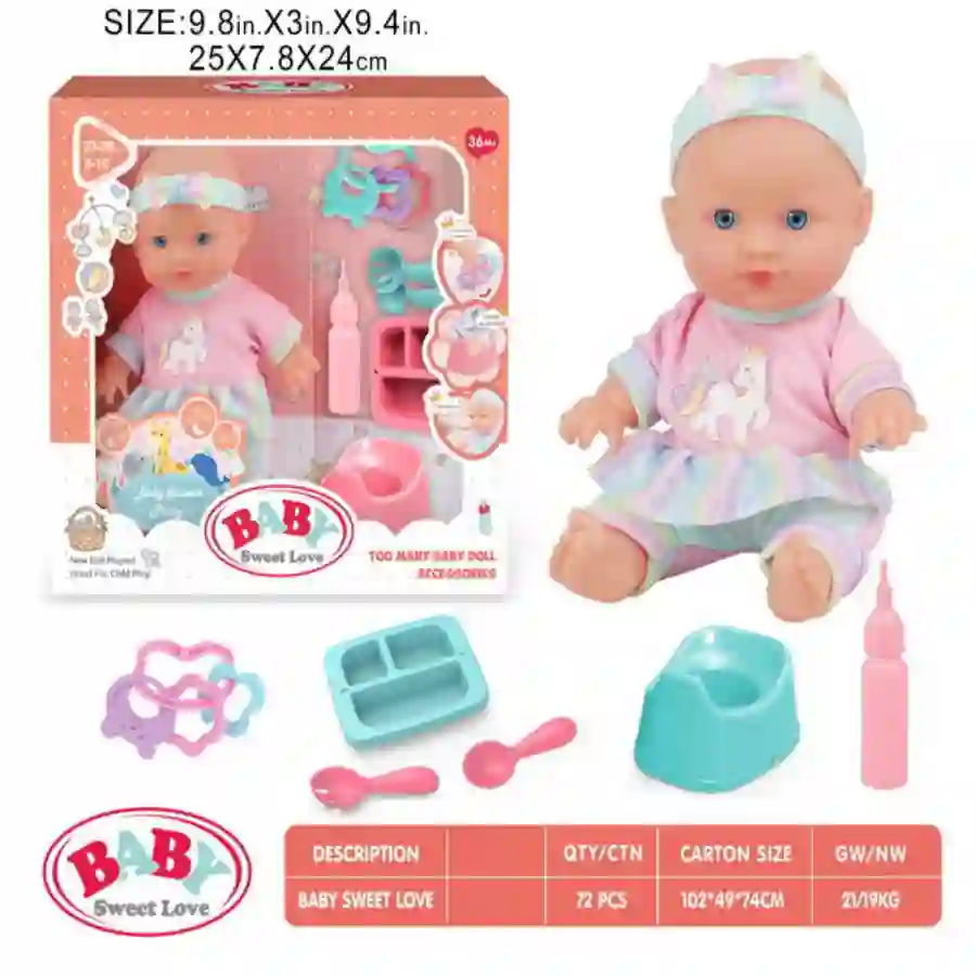 2933B-8 Baby Sweet Love Doll with Feeding Accessories & Potty Set – 36 Months+ | SDMAX TOYS WHOLESALER