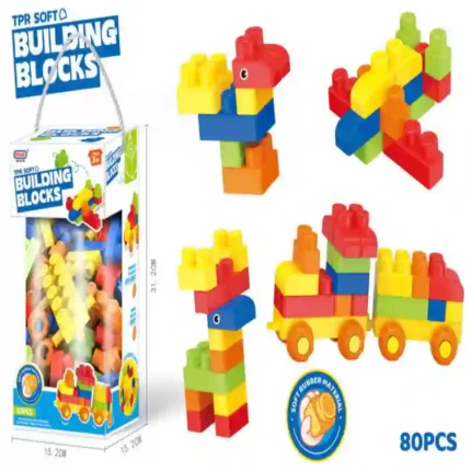 TPR Soft Building Blocks Toy Set – 80 PCS Educational Construction Blocks for Kids | SDMAX TOYS WHOLESALER