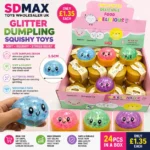 5.5cm Glitter Dumpling Squishy Toys – 24-Piece Sensory Stress Relief Box