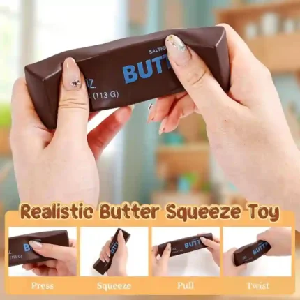 Butter Squishy Stress Toy – Chocolate Butter Bar Slow Rising Fidget Squishy | 12 Piece Display Box