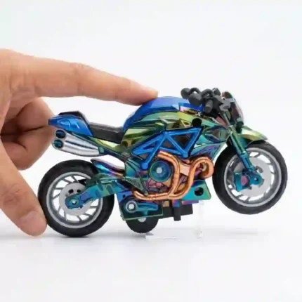 Speed Moto friction toy motorcycle with lights and sound in a 12-piece retail display box. Colourful sports bike toys available wholesale from SDMAX Toys Wholesaler.