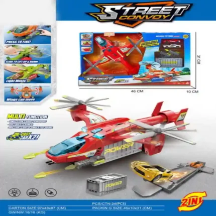 Street Convoy Cargo Aircraft Toy with Light, Music, Missile Launcher & Cargo Container | SDMAX TOYS WHOLESALER