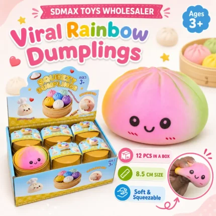 Viral Rainbow Dumpling Squishy Toy 12pcs Display Box by SDMAX Toys Wholesaler