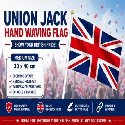 Union Jack Hand Waving Flags Wholesale UK | Medium British Fabric Flags | SDMAX Toys Wholesaler
