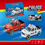 Police Mini Car Model Pickup Toy with Light, Music & Bump and Go – Opening Doors