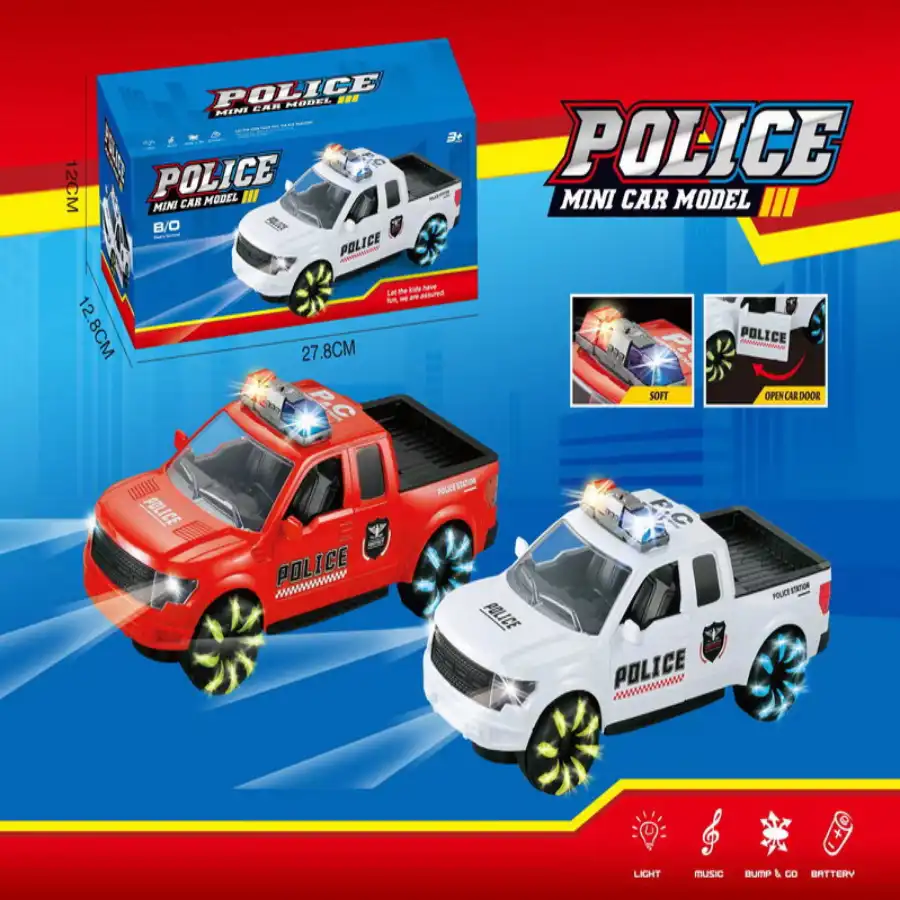 ZR195-1 Police Mini Car Model Toy Truck with Opening Doors for Kids
