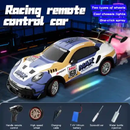 2.4GHz 4WD Drift Racing RC Car with Spray, LED Lights & Rechargeable Battery – 1:16 Scale | SDMAX TOYS WHOLESALER