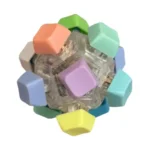 12-Key Mechanical Keyboard Fidget Ball featuring pastel keycaps, tactile mechanical switches, transparent housing and integrated LED lights from SDMAX Toys Wholesaler.