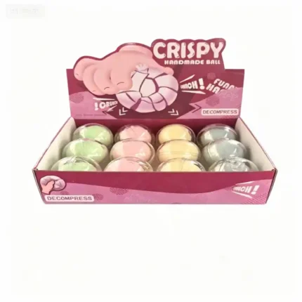 Candy Colour Crispy Ball Squishy slow-rise stress balls in assorted pastel colours, supplied in a 12-piece retail display box by SDMAX Toys Wholesaler.