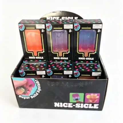 Nice-Sicle Ice Cream Squishy slow-rise popsicle stress relief toy in assorted gradient colours, supplied in individual retail boxes and a 12-piece countertop display by SDMAX Toys Wholesaler.