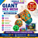 Giant Hex Mesh Glitter Stress Ball