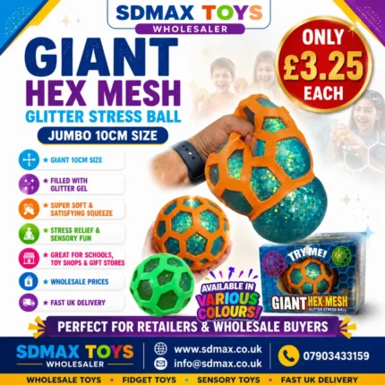 Giant Hex Mesh Glitter Stress Ball