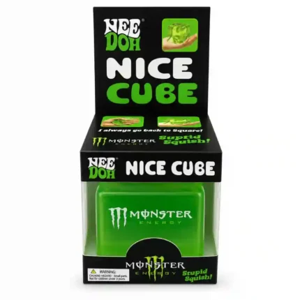 Monster Energy Green Ice Cube Squishy Sensory Stress Toy – Ultra Soft Squeeze Fidget Cube (Inspired by NeeDoh)