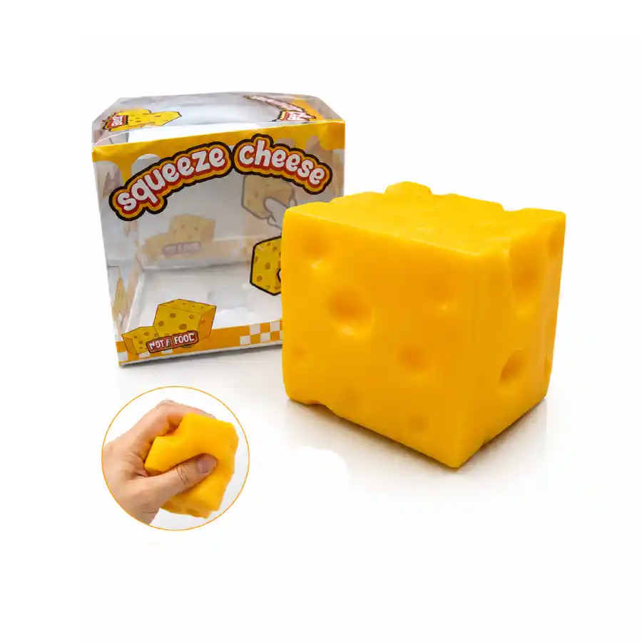 Squeeze Cheese Squishy Stress Toy – Soft Slow Rise Cheese Cube Sensory Fidget Toy Inspired by NeeDoh Giant 10cm Squeeze Cheese Squishy Stress Toy – Soft Slow Rise Cheese Cube Sensory Fidget Toy