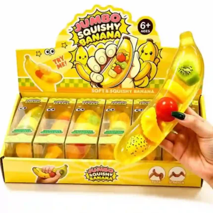 15cm Jumbo Squishy Banana Toy – Soft Stretchy Poke Sensory Toy – 12 Pieces Wholesale