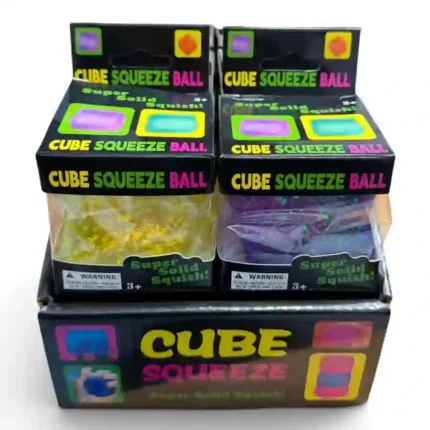 5cm Sugar Edition Glitter Cube Squeeze Ball – random colors, 12 pcs per box