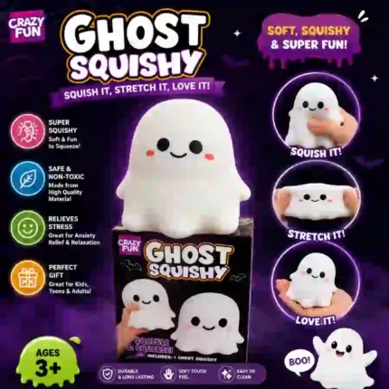 Ghost Squishy Stress Toy – Cute Soft & Squeeze Ghost Fidget Toy