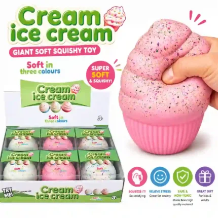 Giant Cream Ice Cream Soft Squishy Toy 12 Pieces Box – Assorted Colors