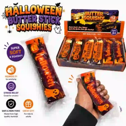 Halloween Butter Stick Squishy Toy – Soft Slow Rising Squeeze Toy | 12 Pieces Display Box | SDMAX Toys Wholesaler