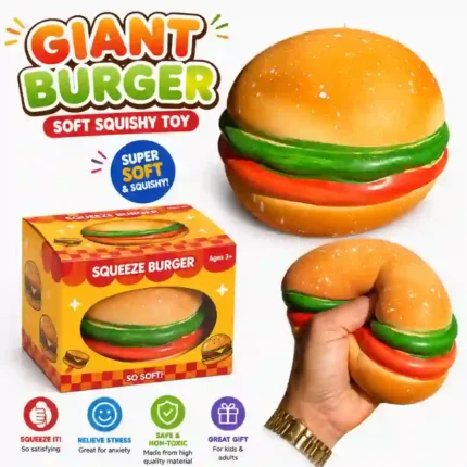 Jumbo Burger Soft Squishy Squeeze Stress Relief Toy
