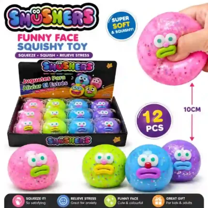 Smushers Venting Funny Balls 10cm – Funny Face Stress Relief Squishy Toy | 12 Pcs Wholesale