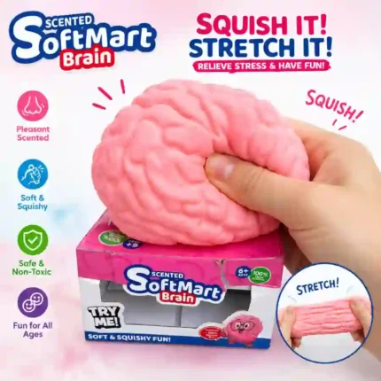 Pink scented brain squishy toy in retail display packaging – SDMAX Toys Wholesaler