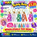 Translucent teddy bear keychain with braided strap wholesale
