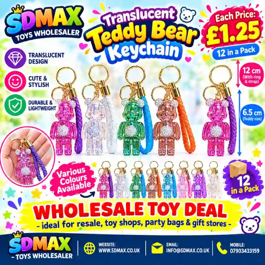 Translucent teddy bear keychain with braided strap wholesale Translucent teddy bear keychain with braided strap wholesale