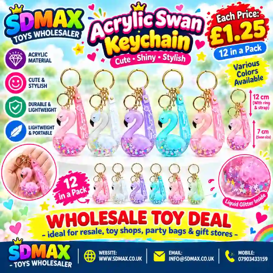 Liquid Glitter Flamingo Swan Keychain with Floral Strap Charm Liquid Glitter Flamingo Swan Keychain with Floral Strap Charm