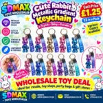 Metallic Gradient Rabbit Keychain with Cosmic Wrist Strap | Wholesale Bunny Keyring
