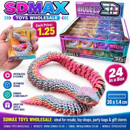 3D printed flexible snake fidget toy wholesale from SDMAX Toys Wholesaler
