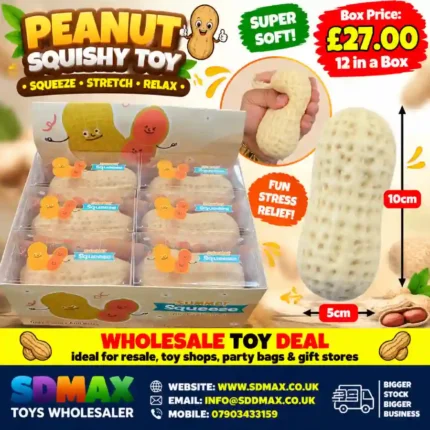 Crunchy Squeeze Peanut Squishy Toy 10x5cm SDMAX Toys Wholesaler
