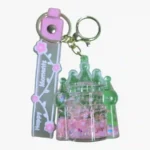 Liquid glitter castle keychain with floral strap wholesale