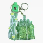 Liquid glitter castle keychain with floral strap wholesale