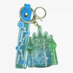 Liquid glitter castle keychain with floral strap wholesale