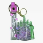 Liquid glitter castle keychain with floral strap wholesale
