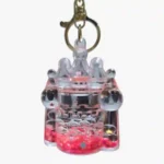 Liquid glitter castle keychain with floral strap wholesale