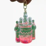 Liquid glitter castle keychain with floral strap wholesale