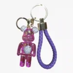 Translucent teddy bear keychain with braided strap wholesale