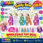 Translucent teddy bear keychain with braided strap wholesale