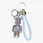 Translucent teddy bear keychain with braided strap wholesale